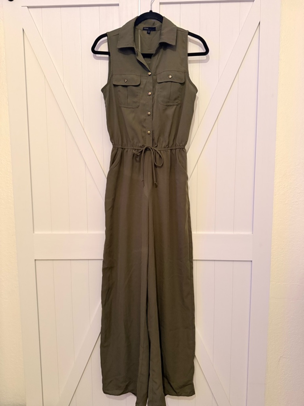 BeBop Olive Green Sleeveless Utility Jumpsuit